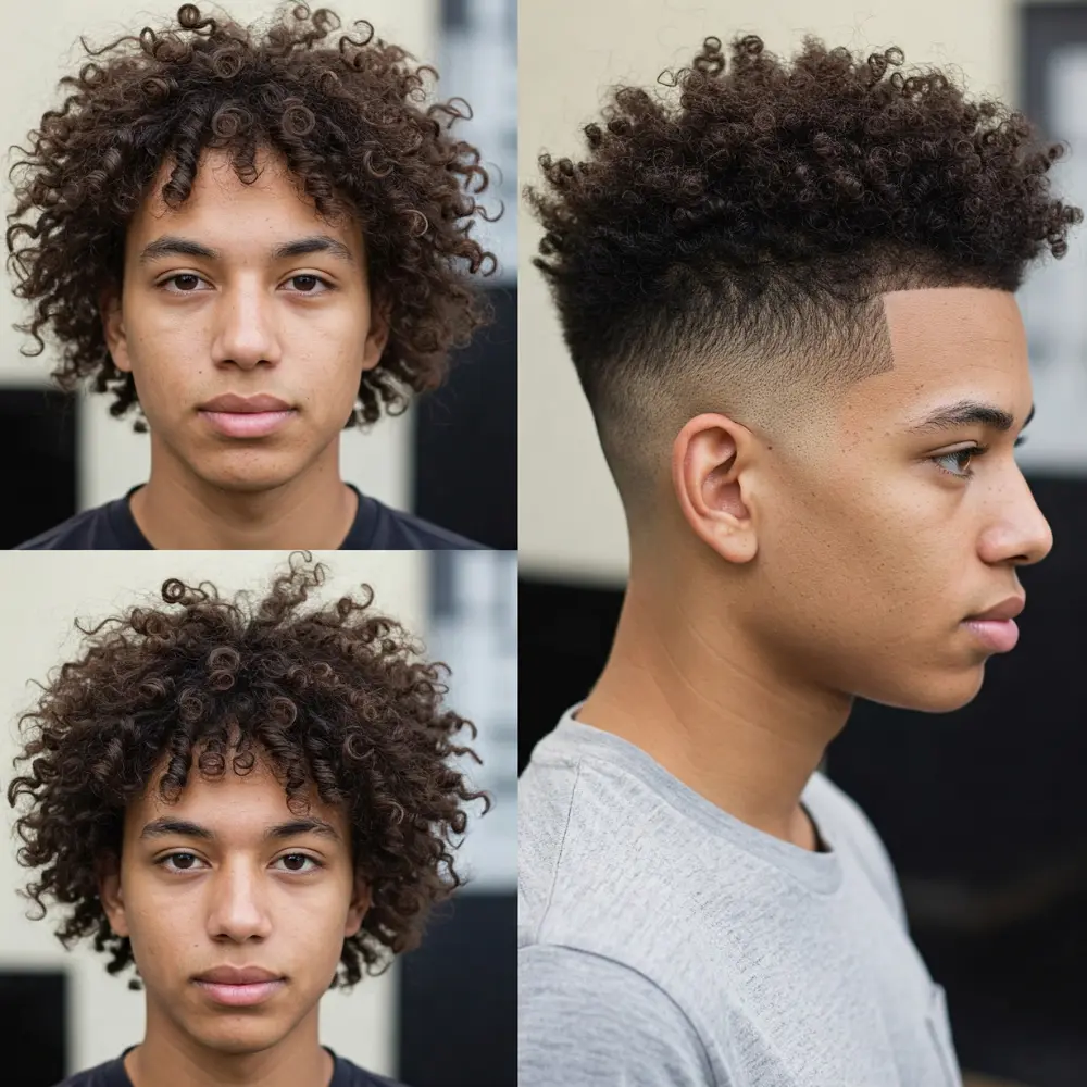 High Taper Fade with Curly Mohawk