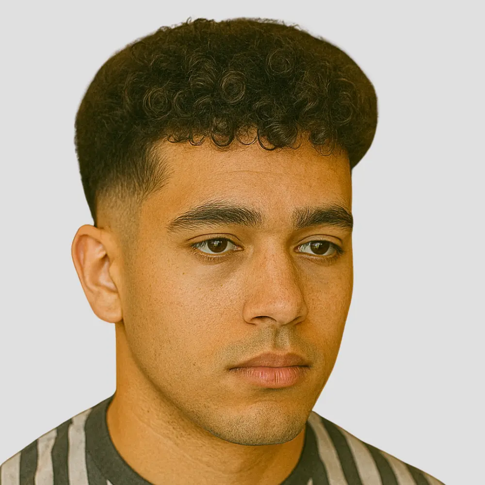 Low Taper Fade with Curly Top