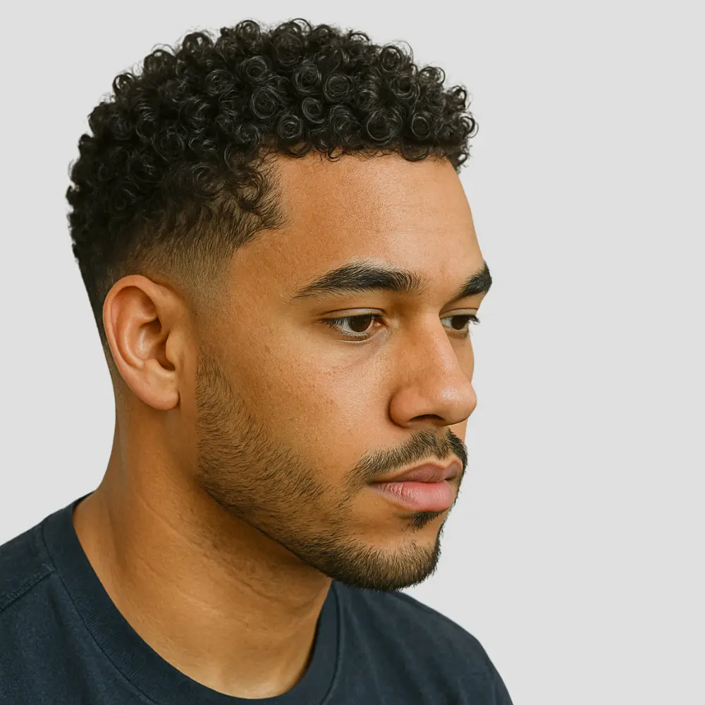 Low Taper Fade with Defined Curls