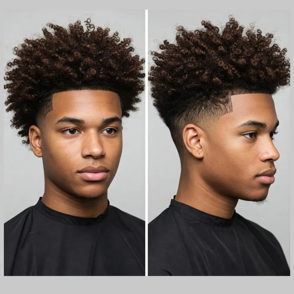 Low Taper Fade with Natural Curls