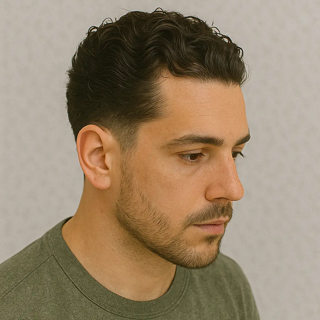 Slicked Curly Taper Fade