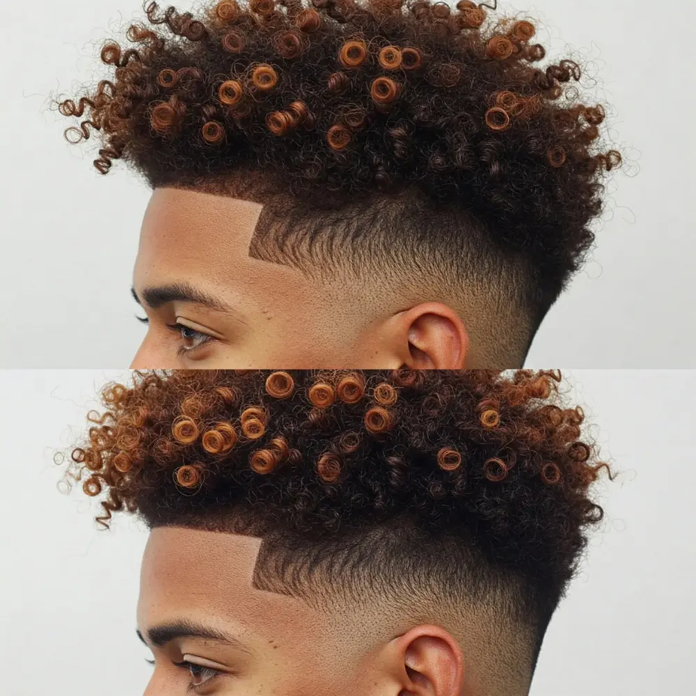 Taper Fade with Curly Frohawk