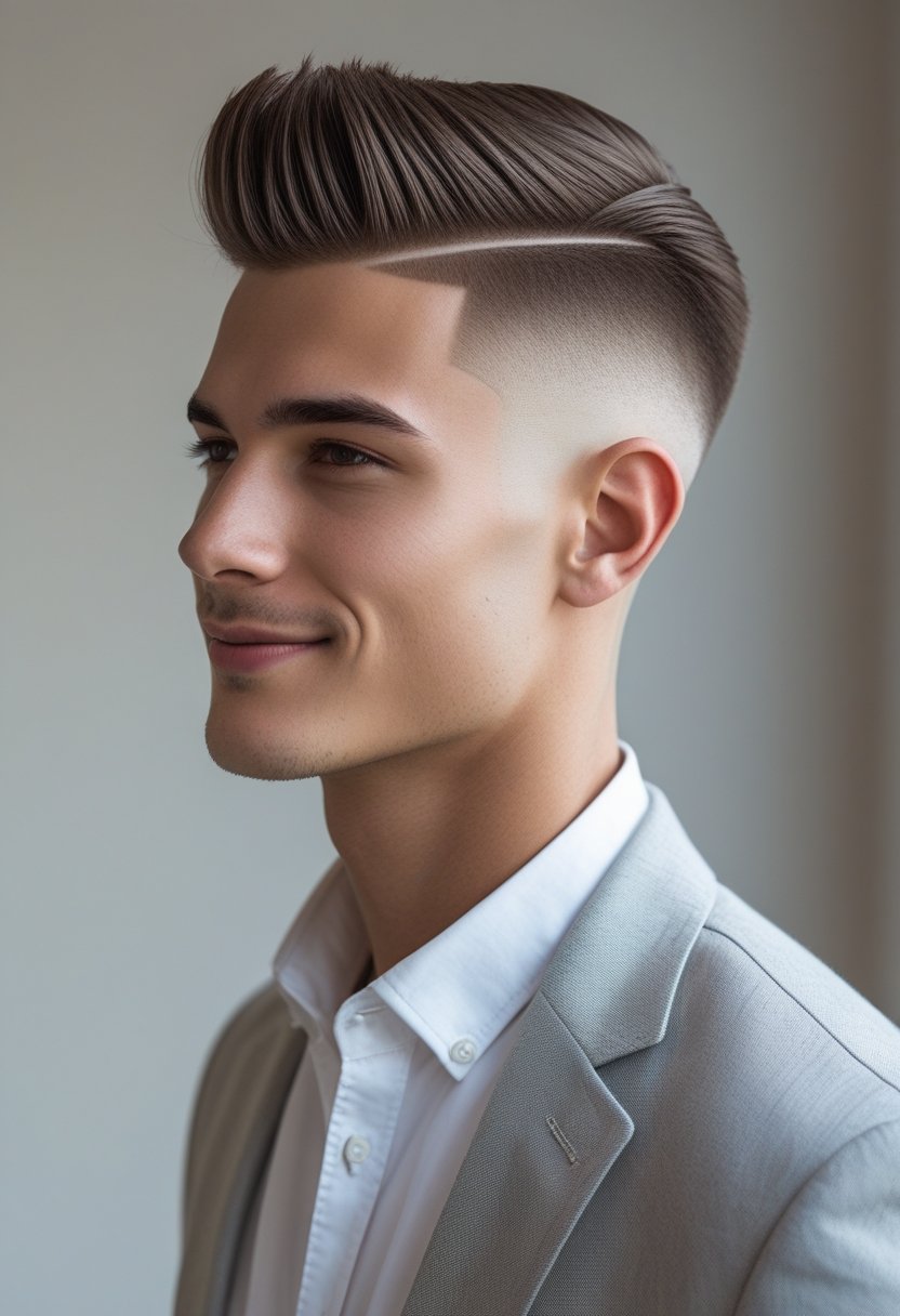 Portrait of a young man with a neatly styled haircut, wearing a white shirt and blazer, against a plain background.