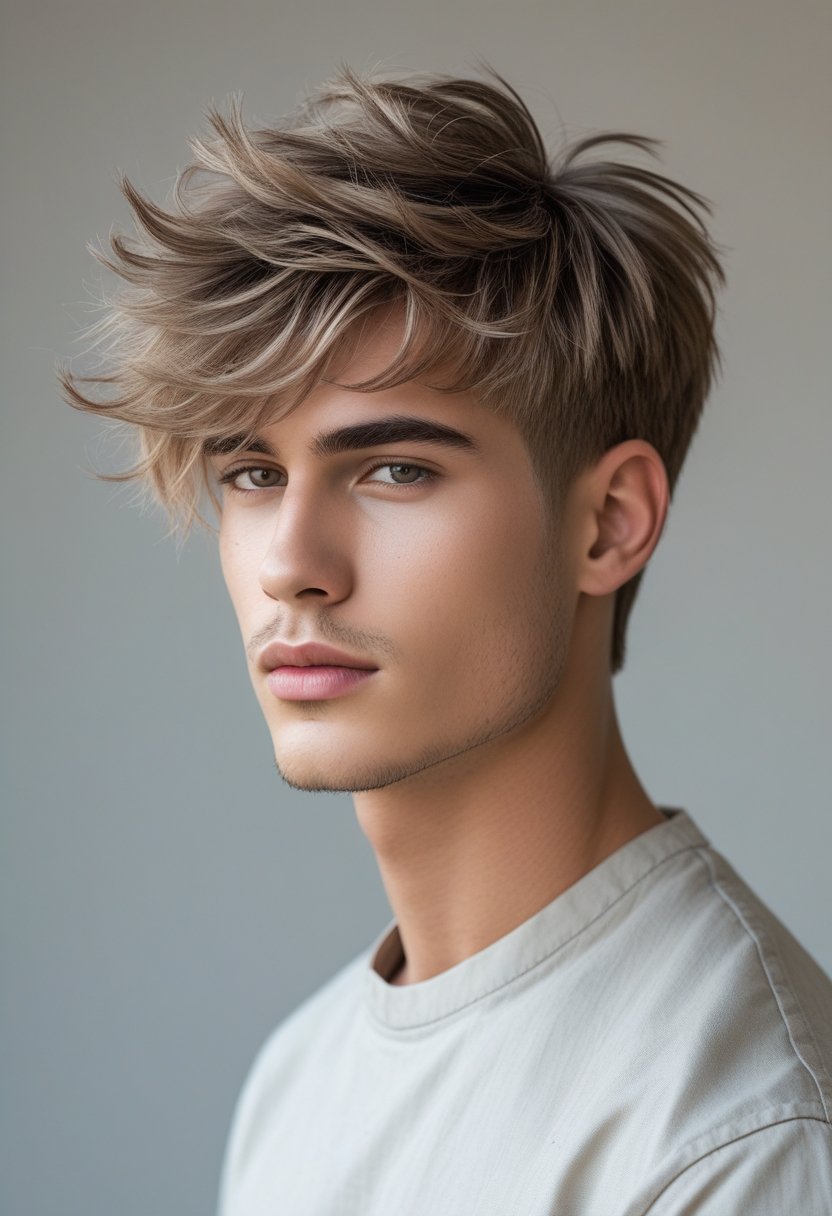A young man with layered hair and a confident expression, shown from the shoulders up against a neutral background.